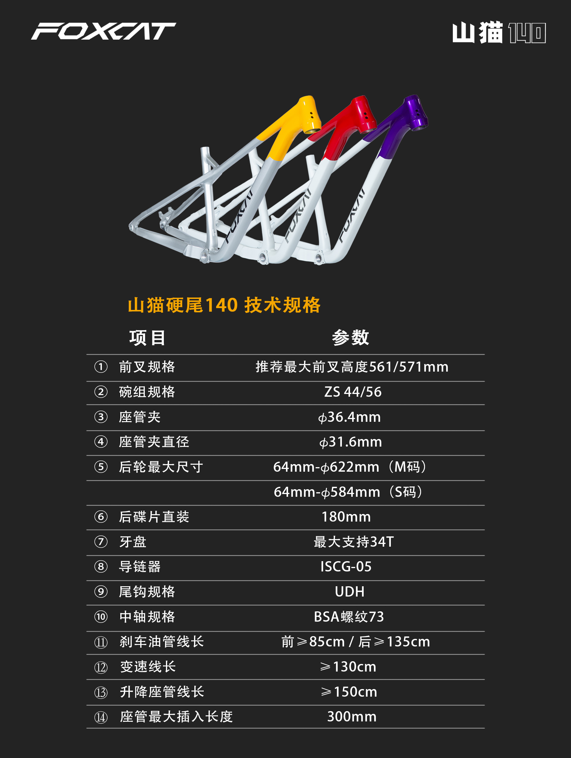 04-硬尾140车架 技术规格 拷贝